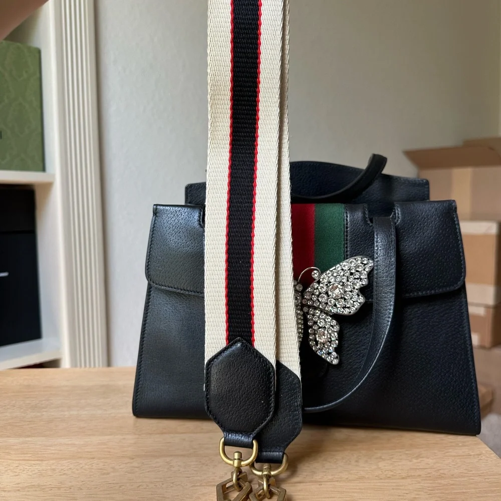 Gucci Black Leather Satchel with Crystal Butterfly - Picture 5 of 15